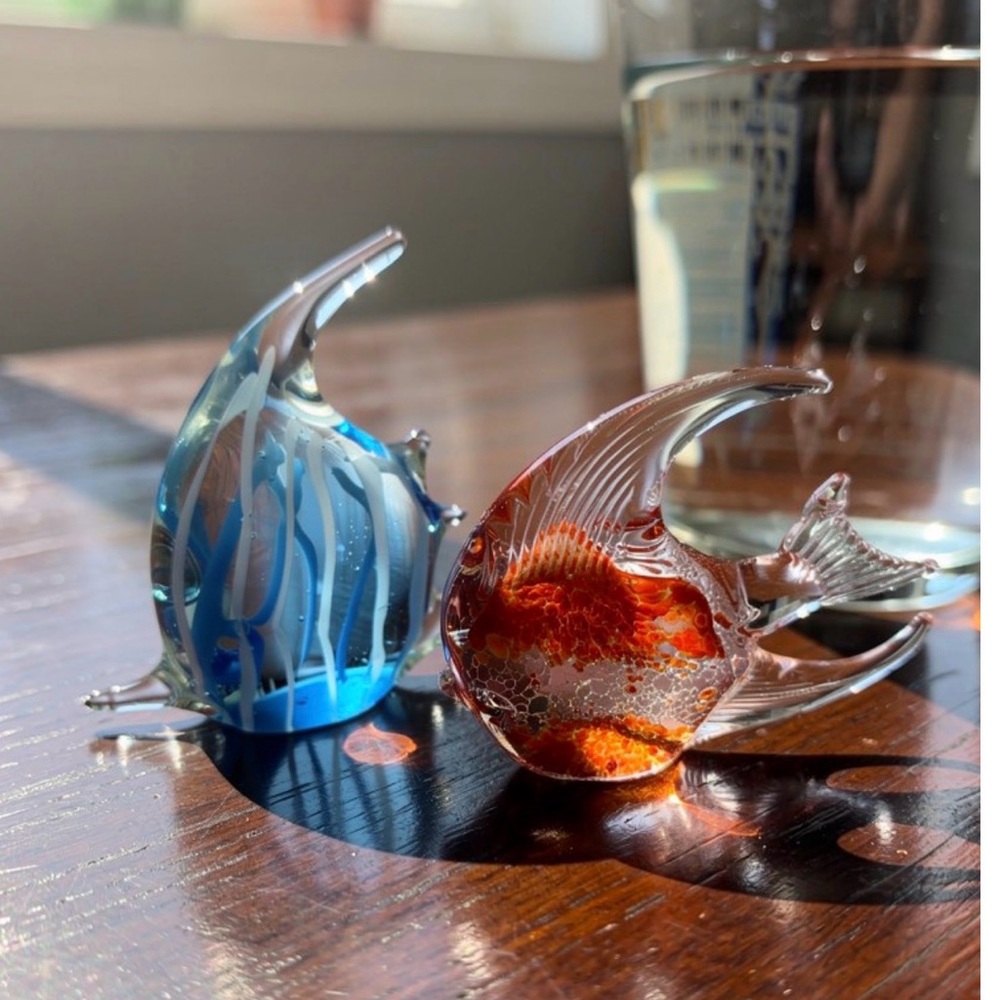 Vintage Glass Fish Decor in Blue and Red - Picture 2 of 12